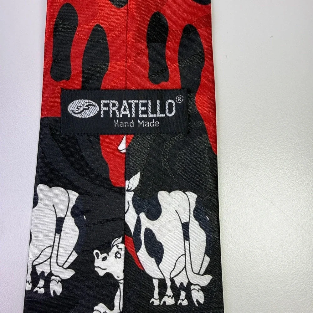 Fratello Hand Made Novelty Cow Print Men's‎ Necktie 58